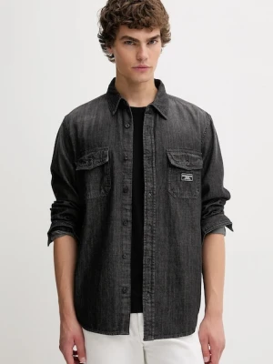 Guess Jeans koszula jeansowa męska kolor szary regular z kołnierzykiem klasycznym M5BH56 D5M92