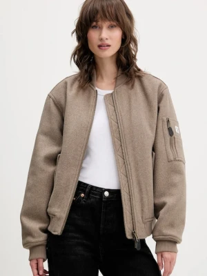 Guess Jeans kurtka bomber z dodatkiem wełny kolor beżowy przejściowa oversize W5BL14 W1482