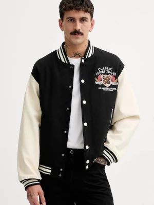 Guess Jeans kurtka bomber z dodatkiem wełny kolor czarny przejściowa M5BL1E WEI02
