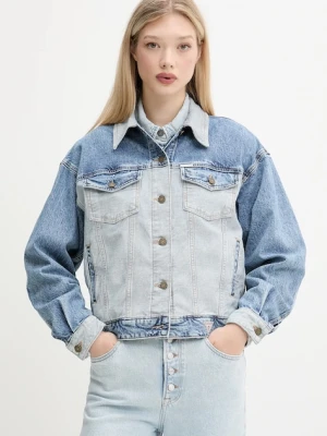 Guess Jeans kurtka jeansowa kolor niebieski przejściowa oversize W5YN56 D5M56