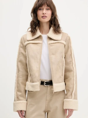 Guess Jeans kurtka kolor beżowy przejściowa W5BL13 W1862