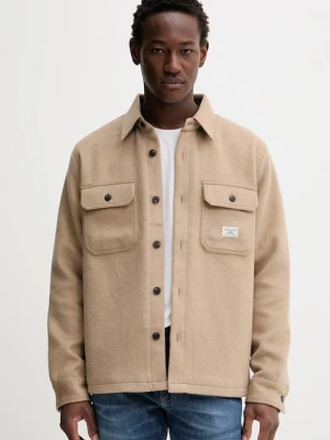 Guess Jeans kurtka z dodatkiem wełny kolor beżowy przejściowa M5BH68 WI542