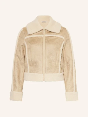 Guess Jeans Kurtka Z Imitacji Skóry beige