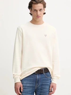 Guess Jeans longsleeve bawełniany kolor beżowy gładki M4BI77 KCII1