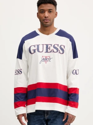 Guess Jeans longsleeve bawełniany kolor biały z nadrukiem M5YI30 K8HM0