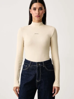 Guess Jeans longsleeve damski bawełniany z elastanem beżowy