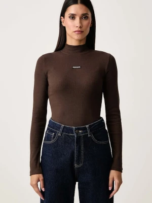 Guess Jeans longsleeve damski bawełniany z elastanem brązowy