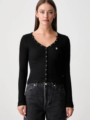 Guess Jeans longsleeve damski bawełniany z elastanem czarny