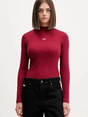 Guess Jeans longsleeve kolor bordowy z półgolfem W5BP23 KA0H1