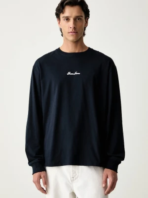 Guess Jeans longsleeve męski bawełniany granatowy