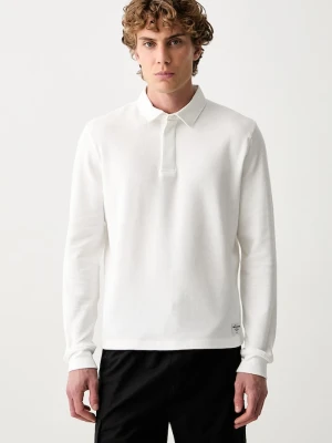 Guess Jeans longsleeve męski bawełniany z elastanem beżowy