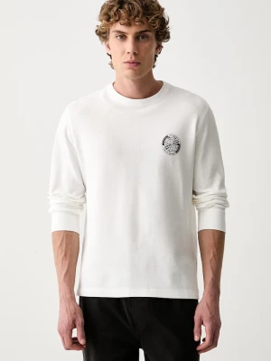 Guess Jeans longsleeve męski bawełniany z elastanem beżowy