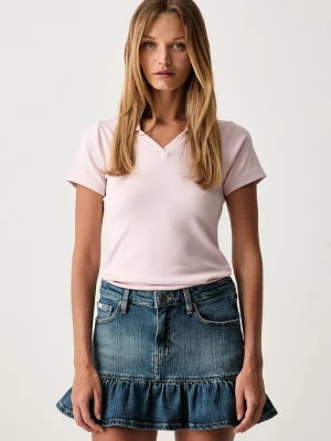 Guess Jeans polo damskie bawełniane z elastanem różowy