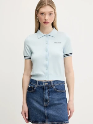 Guess Jeans polo z domieszką wełny
