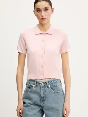 Guess Jeans polo z domieszką wełny damski kolor różowy W5GR03 Z3HO2