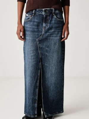 Guess Jeans spódnica z rozcięciem jeansowa granatowy