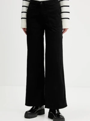Guess Jeans spodnie damskie kolor czarny szerokie high waist W5GB40 WGB51