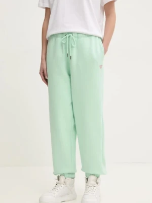 Guess Jeans spodnie dresowe damskie z bawełną zielony