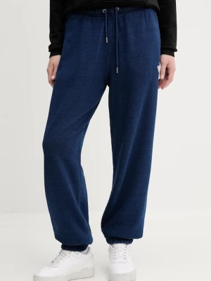 Guess Jeans spodnie dresowe bawełniane damskie kolor granatowy gładkie W5YB65 KCXQ1
