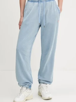 Guess Jeans spodnie dresowe bawełniane damskie kolor niebieski gładkie W5GB32 KCTJ1
