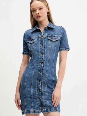 Guess Jeans sukienka jeansowa kolor niebieski mini prosta W5YK55 D5R11