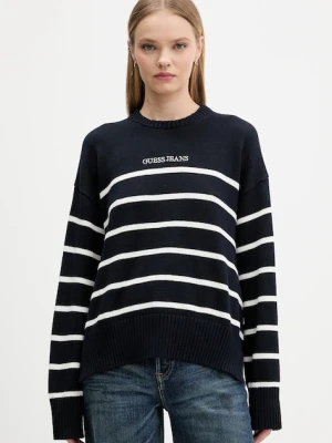 Guess Jeans sweter bawełniany damski kolor granatowy lekki W5BR03 Z3HM1