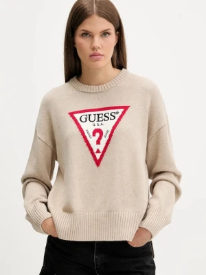 Guess Jeans sweter bawełniany kolor beżowy lekki W4BR12 Z3HM1