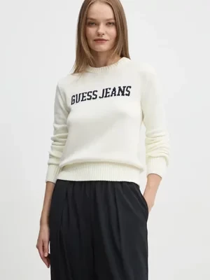 Guess Jeans sweter bawełniany kolor beżowy W4BR10 Z3HM1