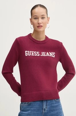 Guess Jeans sweter bawełniany kolor bordowy W4BR10 Z3HM1