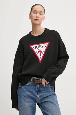 Guess Jeans sweter bawełniany kolor czarny lekki W4BR12 Z3HM1