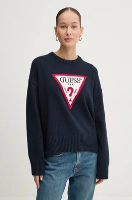 Guess Jeans sweter bawełniany kolor granatowy lekki W4BR12 Z3HM1