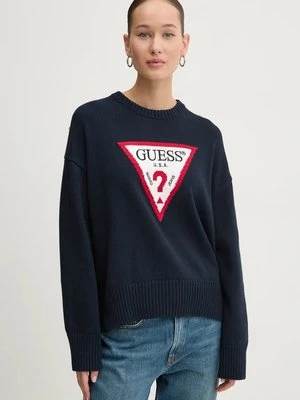 Guess Jeans sweter bawełniany kolor granatowy lekki W4BR12 Z3HM1