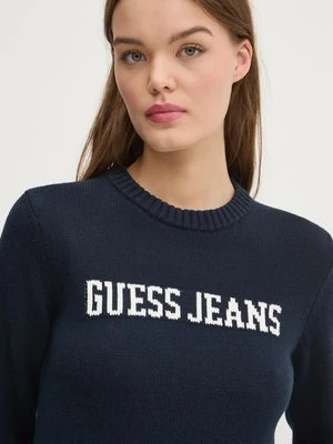 Guess Jeans sweter bawełniany kolor granatowy W4BR10 Z3HM1