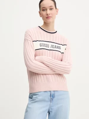 Guess Jeans sweter bawełniany kolor różowy W5RR46 Z3HM1