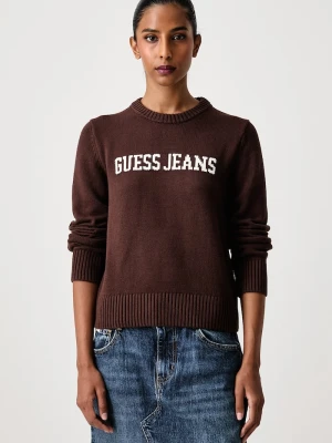 Guess Jeans sweter damski bawełniany brązowy