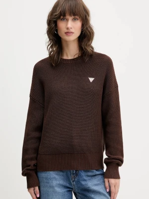 Guess Jeans sweter damski bawełniany brązowy
