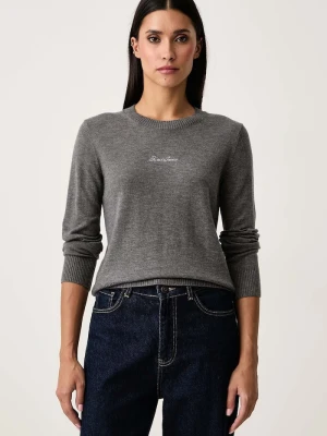 Guess Jeans sweter damski z dodatkiem wełny szary