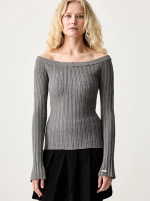 Guess Jeans sweter damski z wiskozą szary