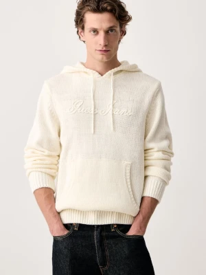 Guess Jeans sweter męski z dodatkiem wełny beżowy