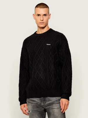 Guess Jeans Sweter | Relaxed fit | z dodatkiem wełny czarny