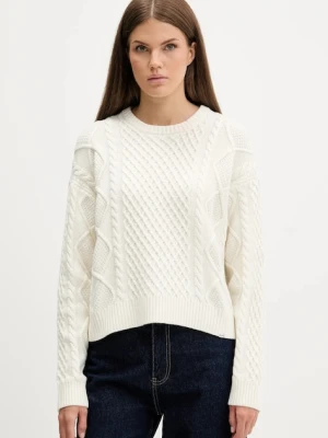 Guess Jeans sweter z dodatkiem wełny damski kolor beżowy lekki W5BR09 Z0561