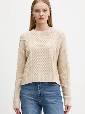 Guess Jeans sweter z dodatkiem wełny damski kolor beżowy lekki W5BR09 Z0561