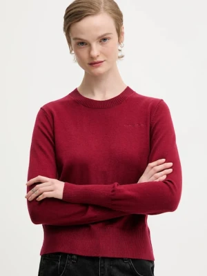 Guess Jeans sweter z domieszką wełny damski kolor bordowy W4BR83 Z3HO2