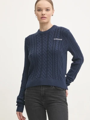 Guess Jeans sweter z domieszką wełny granatowy