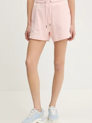 Guess Jeans szorty bawełniane damskie kolor różowy gładkie high waist W5GD0O K68I4