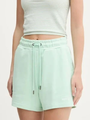 Guess Jeans szorty bawełniane damskie kolor zielony gładkie high waist W5GD0O K68I4