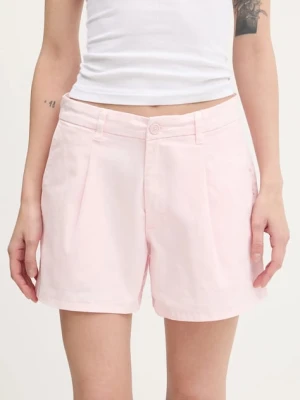 Guess Jeans szorty damskie kolor różowy gładkie medium waist W5GD1U WGB51