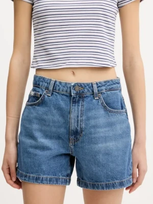 Guess Jeans szorty jeansowe damskie kolor niebieski gładkie medium waist W5GD0S D5O13