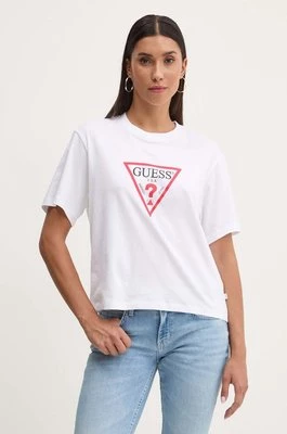 Guess Jeans t-shirt bawełniany damski kolor biały W4YI73 K8HM0