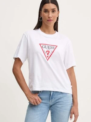 Guess Jeans t-shirt bawełniany damski kolor biały W4YI73 K8HM0